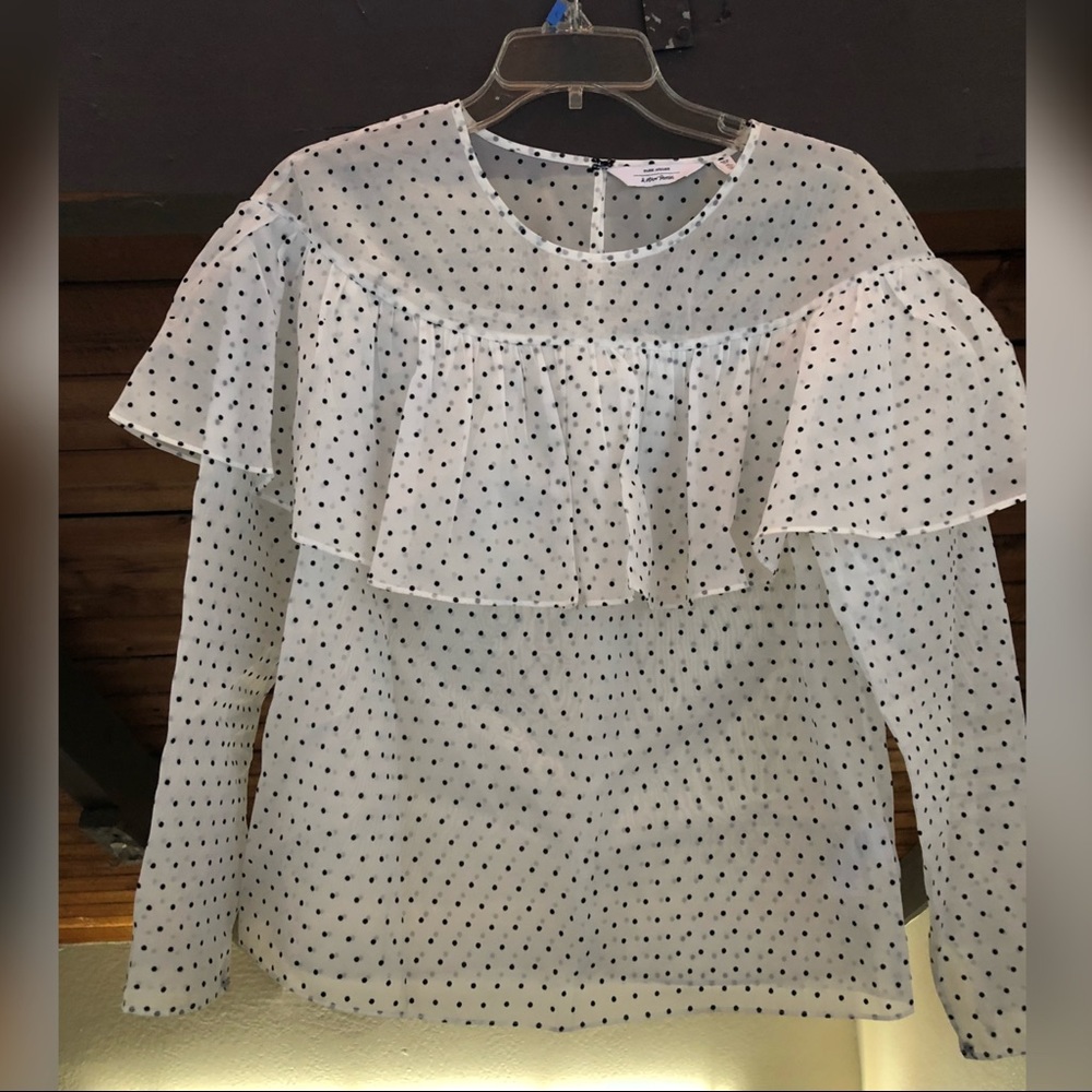 Flocked dot organza blouse
